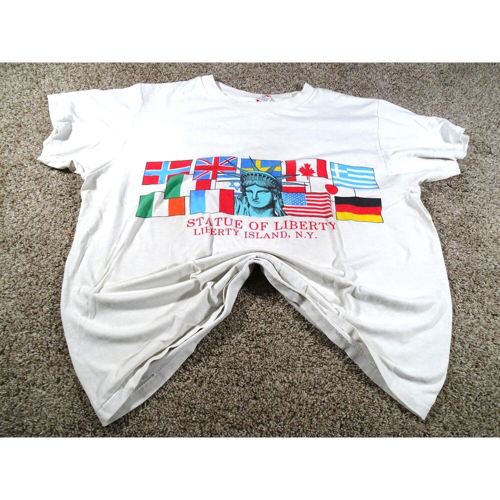 Vintage Statue Of Liberty T-Shirt XL NYC Souvenir Flags 90s Single Stitch